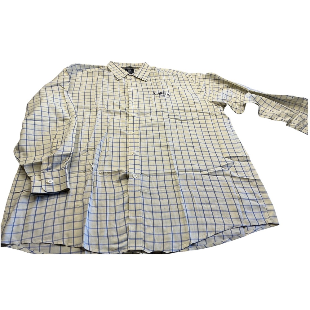 Ahead Authentics Button Down Shirt Yellow Blue Check Alton XL Business Casual